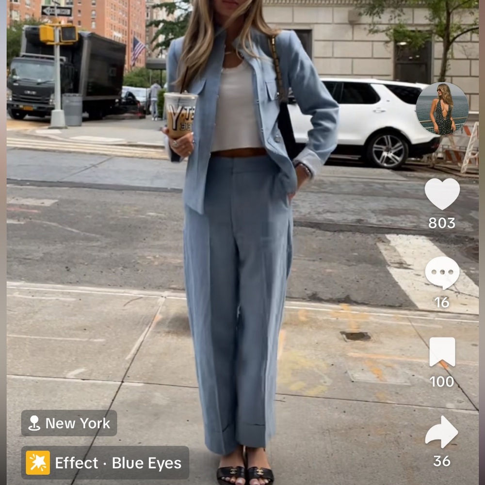 Zara High Collar Blazer & Cuff Straight Leg Pants. Size S in both sold together